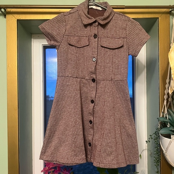 Zara Girls Checkered Button-Up Dress - Size ~8 - Picture 1 of 5